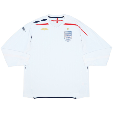 2007-09 England Home L/S Shirt - 4/10 - (XXL)