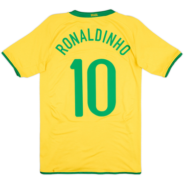 2008-10 Brazil Home Shirt Ronaldinho #10 - 7/10 - (XL.Boys)
