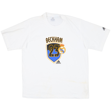 2003-04 Real Madrid adidas 'Beckham #23' Graphic Tee - 6/10 - (L)