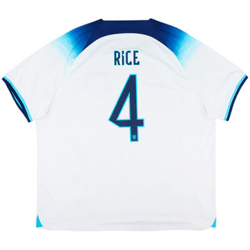 2022-23 England Home Shirt Rice #4 - 9/10 - (XXL)