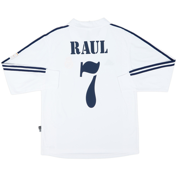 2001 Real Madrid Home L/S Shirt Raul #7 - 8/10 - (M)