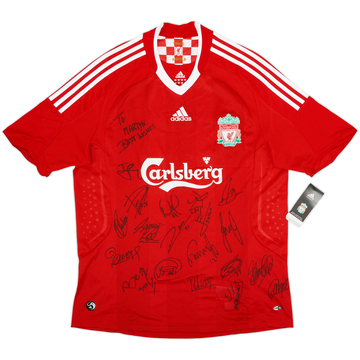 Camiseta de local del Liverpool firmada por el plantel 2008-10 (L)