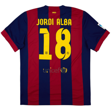 2014-15 Barcelona Home Shirt Jordi Alba #18 - 5/10 - (XL)