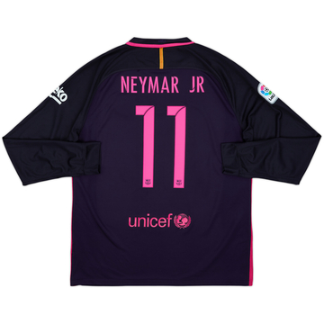 2016-17 Barcelona Away L/S Shirt Neymar Jr #11 - 6/10 - (XL)