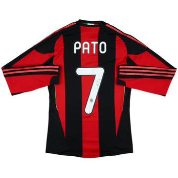 2010-11 AC Milan Player Issue Signed Home L/S Shirt Pato #7 - 7/10 - (S)