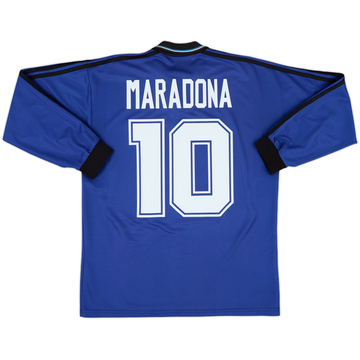 1994-97 Argentina Away L/S Shirt Maradona #10 - 8/10 - (L)