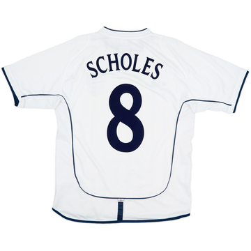 2001-03 England Home Shirt Scholes #8 - 6/10 - (M)