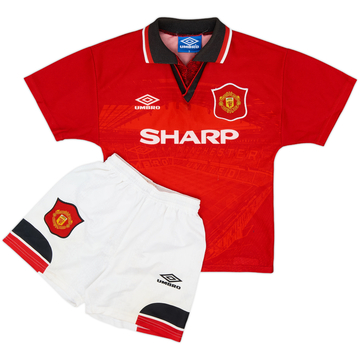 1994-96 Manchester United Home Shirt & Shorts - 8/10 - (M.Boys)