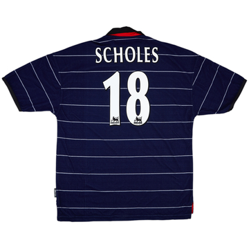 1999-00 Manchester United Away Shirt Scholes #18 (XL)