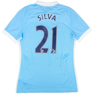 2015-16 Manchester City Authentic Home Shirt Silva #21 - 9/10 - (M)