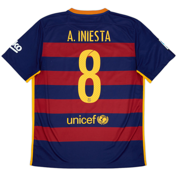 2015-16 Barcelona Home Shirt A.Iniesta #8 - 8/10 - (L)