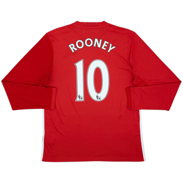 2016-17 Manchester United Home L/S Shirt Rooney #10 - 9/10 - (L)