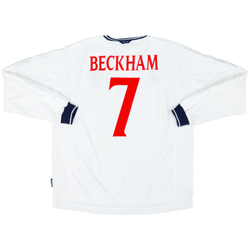 1999-01 England Home L/S Shirt Beckham #7 - 9/10 - (XXL)