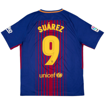 2017-18 Barcelona Home Shirt Suarez #9 - 8/10 - (L)