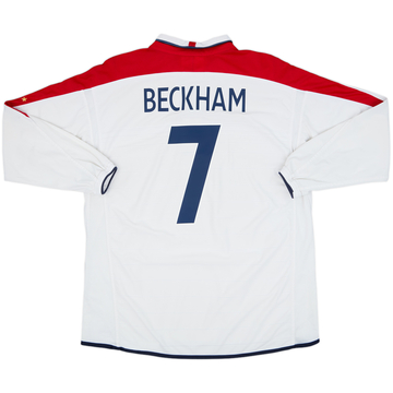 2003-05 England Home L/S Shirt Beckham #7 - 6/10 - (XXL)