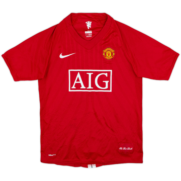 2007-09 Manchester United Home Shirt - 8/10 - (L.Boys)