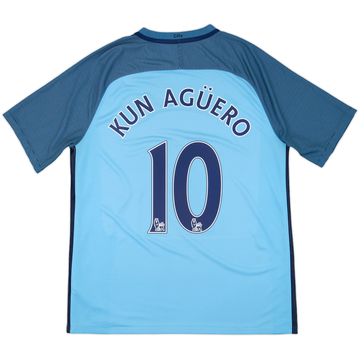 2016-17 Manchester City Home Shirt Kun Aguero #10 - 8/10 - (L)