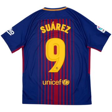 2017-18 Barcelona Home Shirt Suarez #9 - 9/10 - (M)