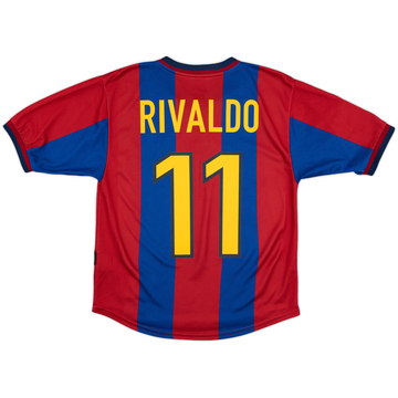 1998-00 Barcelona Home Shirt Rivaldo #11 - 7/10 - (XL.Boys)