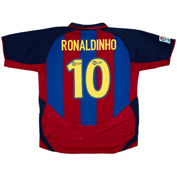 2003-04 Barcelona Home Shirt Ronaldinho #10 - 10/10 - (XL)