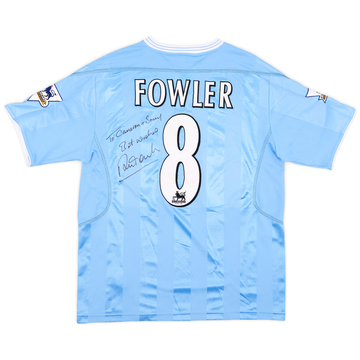 2003-04 Manchester City Match Issue Signed Home Shirt Fowler #8