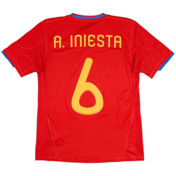 2009-10 Spain Home Shirt A.Iniesta #6 - 8/10 - (XL.Boys)