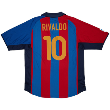 2001-02 Barcelona Home Shirt Rivaldo #10 - 8/10 - (L)