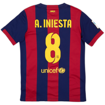2014-15 Barcelona Home Shirt A.Iniesta #8 - 5/10 - (L.Boys)