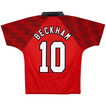 1996-98 Manchester United Home Shirt Beckham #10 - 9/10 - (Y)