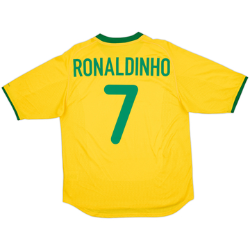 2000-02 Brazil Home Shirt Ronaldinho #7 - 8/10 - (M)