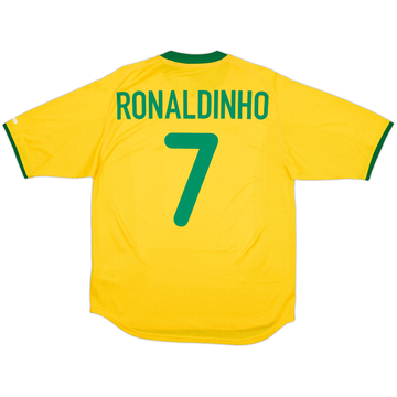 2000-02 Brazil Home Shirt Ronaldinho #7 - 9/10 - (M)
