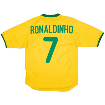 2000-02 Brazil Home Shirt Ronaldinho #7 - 8/10 - (M)