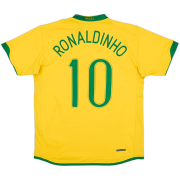 2006-08 Brazil Home Shirt Ronaldinho #10 - 8/10 - (XL)