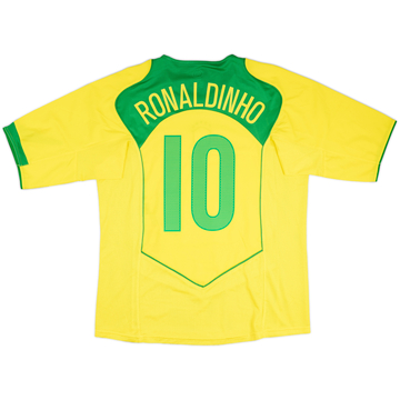 2004-06 Brazil Home Shirt Ronaldinho #10 - 10/10 - (L)