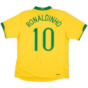 2006-08 Brazil Home Shirt Ronaldinho #10 - 8/10 - (L)