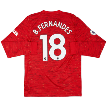 2020-21 Manchester United Home L/S Shirt B.Fernandes #18 - 10/10 - (M)