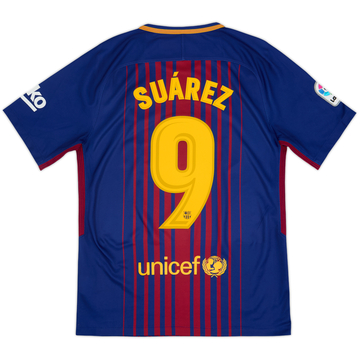 2017-18 Barcelona Home Shirt Suarez #9 - 10/10 - (S)