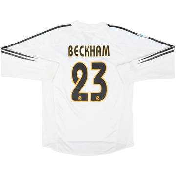 2004-05 Real Madrid Home L/S Shirt Beckham #23 - 7/10 - (M)