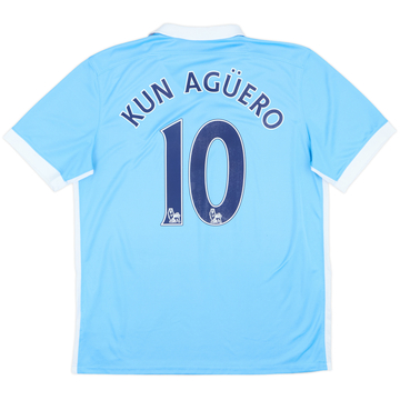 2015-16 Manchester City Home Shirt Kun Aguero #10 - 8/10 - (L)