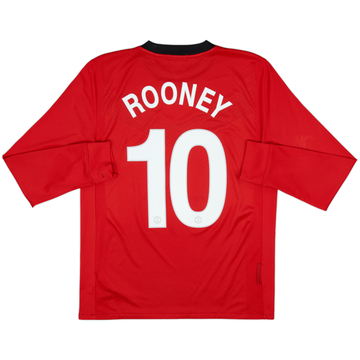 2009-10 Manchester United Home L/S Shirt Rooney #10 - 8/10 - (M)