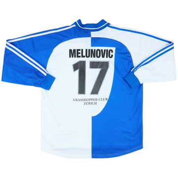 2000-01 Grasshoppers Match Issue Squad Signed Home L/S Shirt Melunovic #17