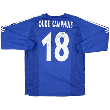 2003-04 Schalke Match Issue Signed UEFA Cup Home L/S Shirt Oude Kamphuis #18