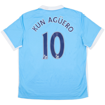 2015-16 Manchester City Home Shirt Kun Aguero #10 - 8/10 - (XL)