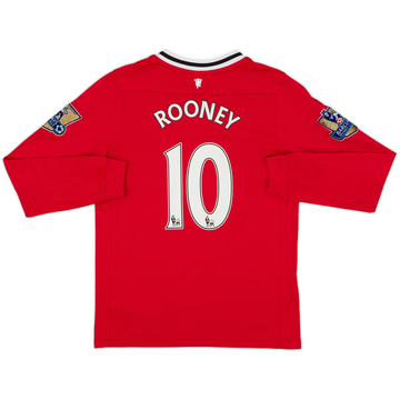 2011-12 Manchester United Home L/S Shirt Rooney #10 - 8/10 - (S.Boys)