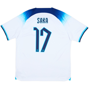 2022-23 England Home Shirt Saka #17 - 10/10 - (S)