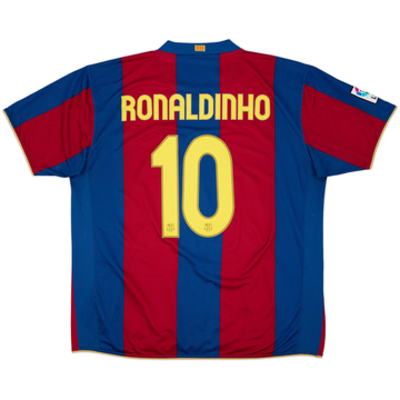 2007-08 Barcelona Home Shirt Ronaldinho #10 - 6/10 - (XXL)