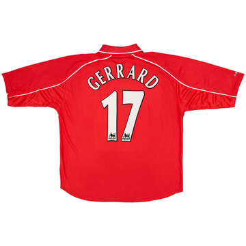 2000-02 Liverpool Home Shirt Gerrard #17 - 7/10 - (XL)