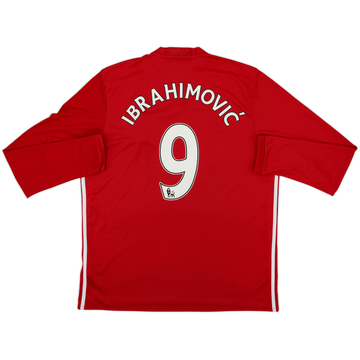 2016-17 Manchester United Home L/S Shirt Ibrahimovic #9 - 6/10 - (XL)