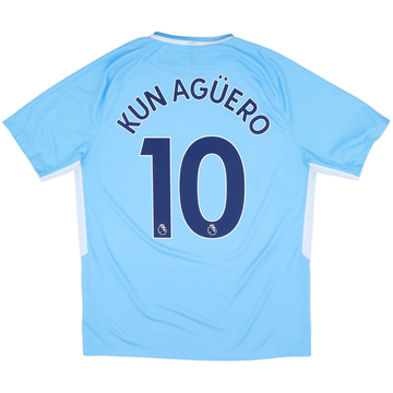 2017-18 Manchester City Home Shirt Kun Aguero #10 - 9/10 - (L)