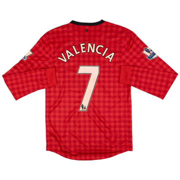 2012-13 Manchester United Home L/S Shirt Valencia #7 (S)